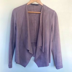 Zara Taupe Faux Suede Waterfall Cardigan Blazer XS